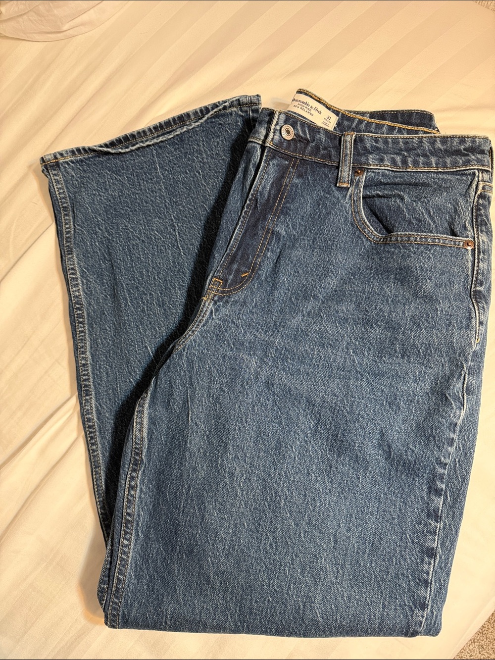 Abercrombie & Fitch Straight-Leg Blue Denim Jeans